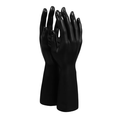SAFIGLE 2 Pièces Présentoir Main Mannequin Homme Réaliste Support Bagues et Bracelets Stable avec Base Décorative Porte Bijoux de Table Polyvalent pour Montres et Noir