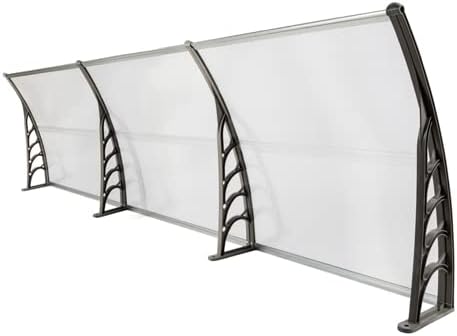 Miniatura 8 de Toldo para ventana de puerta de patio, toldo de policarbonato de 120 x 40 pulgadas, cubierta de aleros, protección contra rayos UV, lluvia, nieve,