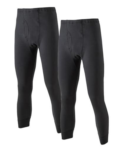 [ニッセン] メンズ ズボン下・ステテコ 【ウォームコアコットン】 あったか綿１００％・吸湿発熱前開き９分丈タイツ２枚組 黒2枚組 LLのサムネイル