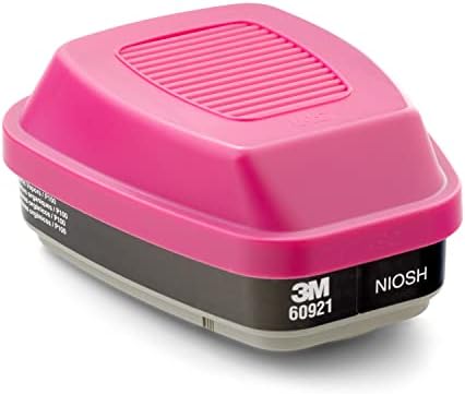 3M P100 Respirator Cartridge/Filter 60921, 1 Pair, Helps Protect Against Organic Vapors and Particulates, Magenta/Black
