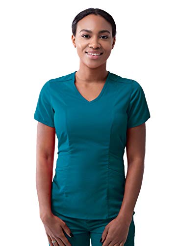 Adar Pro Scrubs for Women - Modern V-Neck Scrub Top - P7002 - Caribbean Blue - S