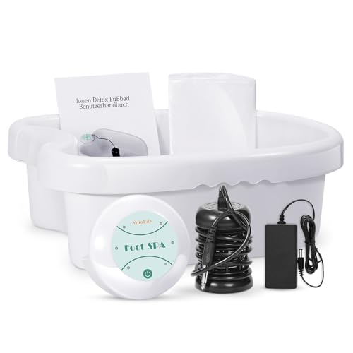 VnioLife Ionen Fußbad, Ionen Fussbad Detox, Elektrolyse Fußbad Entgiftung, Tragbar Detox Fußbad, Ionisches Fussbad Zum Entgiften, Fußspa Reiniger mit Wassersack (Mit Becken)
