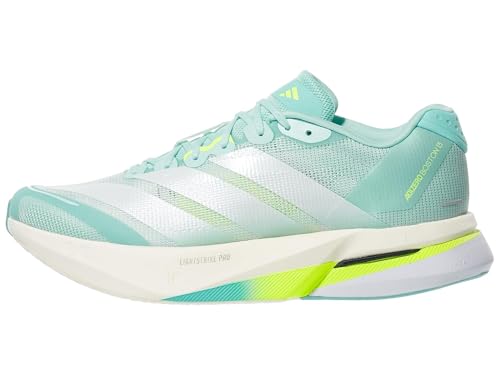 Image of Adidas, Womens, Adizero Boston 13 Running Shoes, Semi Flash Aqua /Zero Metallic /Lucid Lemon, 6.5, B - Medium