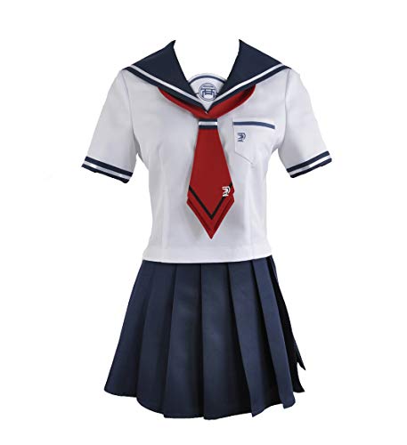Cos-Love Naegi Komaru Cosplay Outfit Girl Short Sleeve Uniform Sailor Pleated Skirt Costume with Socks Set Navy Blue Cos-Love Naegi Komaru Cosplay Outfit Girl Short Sleeve Uniform Sailor Pleated Skirt Costume with Socks Set Navy Blue