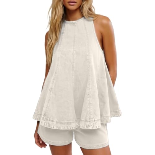 Traje informal de mezclilla de dos piezas ideal para paseos veraniegos y tardes de terraza