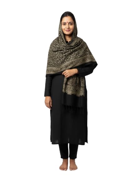 Womens Winter Wear Black Colour Solid Woolen Stole-(FREE-SIZE)--picture-26