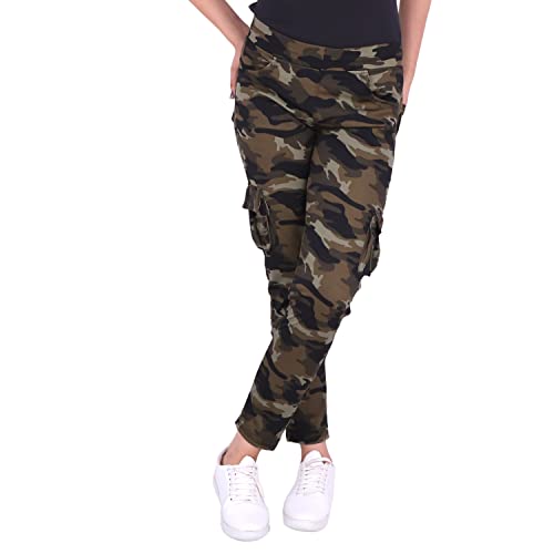Image of Camouflage Dry-Fit Military Women Six Pocket Gym Trackpant,Joggers,Sports Pant | Green