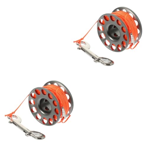 Carrete de buceo anti-enredos TOYANDONA con línea guía y cuerpo de aluminio color gris