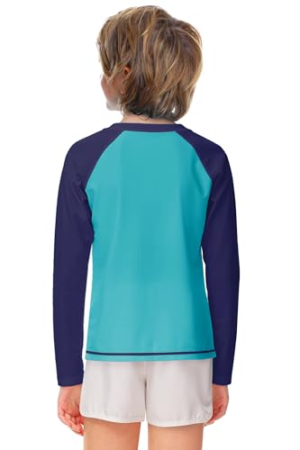 Image of AOBUTE Unisex Kids Rash Guard Long Sleeve SPF 50+ Sun Shirt UV Protection Swim Shirts 3-12 Years