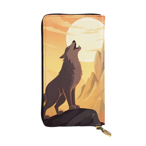 Wolf Wallet For Women Men Clutch Rfid Blocking Leather Wallets Large Capacity Purse Credit Card Holder Money Case With Zipper Phone Holder Long Travel Purse