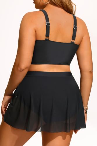 Image of Daci Plus Size Two Piece Swimsuits - Women High Waisted Bikini Tummy Control Bathing Suits Knot Twist Swimwear 2025