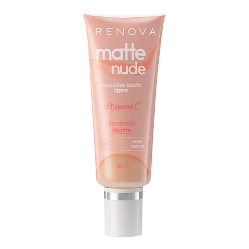 Ojos, Beauty Renova| Maquillaje Liquido Matte Nude Natural, Con Vitamina C, FPS 18
