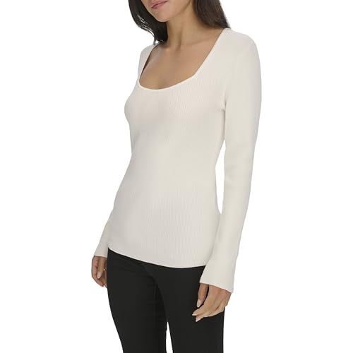 Image of Calvin Klein Women's Square Neck Long Sleeve Sweater