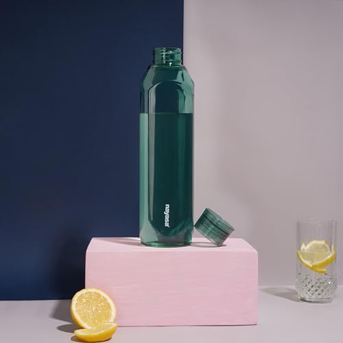 Image of Nayasa Space Plastic Water Bottle 1150 ml | Set of 5 | BPA-Free Fridge Bottle for Home, Office, School, Gym | Leak-Proof & Durable | Green