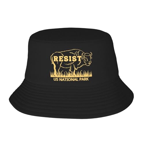 Funny Alt Us National-Park Resist Service Bison Buffalo Bucket Hats Unisex Fashion Sun Cap Summer Fisherman Caps Black