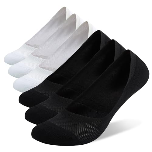 No Show Socks Womens - 6 Pairs Cotton Ankle Socks for Women, Cushioned Low Cut Casual Sock Invisible Flat Boat Liner