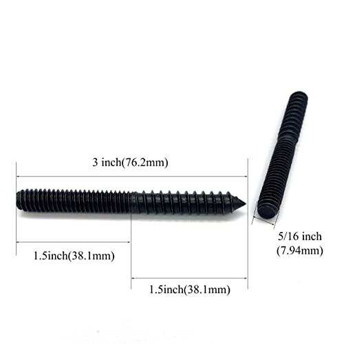 Image of 12 Pack 5 /16-18 x 3 Inch Black Hanger Bolts