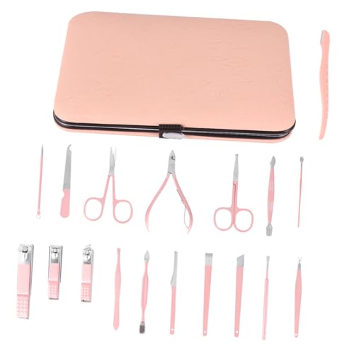 IWOWHERO Juego De 18 Piezas Clavos oro kit de manicura equipo archivo juego de uñas tijeras kit de manicure y pedicure Set de cuidado personal herramientas cortaúñas Acero inoxidable Golden