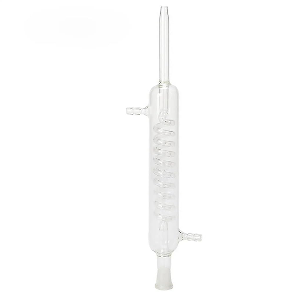 Equipos y suministros de laboratorio Matraz de fondo redondo 500 ml con condensador vidrio en espiral y tubo 20 mm diámetro
