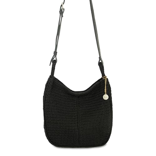 Image of The Sak Los Feliz Crossbody Purse - Hand Crochet Women's Handbag for Everyday & Travel - Cross Body Bag With Zipper Pockets & Adjustable Shoulder Bag Strap - Black