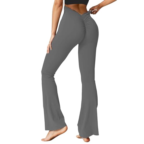 Leggins deportivos mujer Push Up Pantalones de pata Seamless Leggings Pierna Ancha Pantalones Gimnasio Yoga Pants Elásticos Booty Elásticos Medias Fared Suave para Deportivo Running Tiempo Libre,