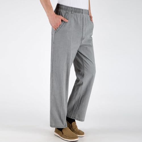 Men's Relaxed Fit Cotton Pants Casual Full Elastic Waist Trousers Twill Chino Pants for Men3