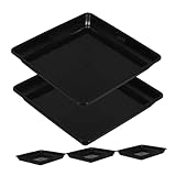 Abaodam 5 Stück Quadratische Blumentopf Untersetzer aus Kunststoff Schwarz 18x18cm Hitzebeständig...