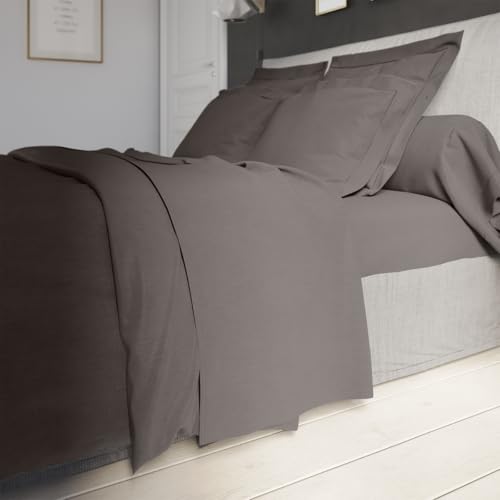 Drap plat DODO Influence Percale Granit au tissage haut de gamme