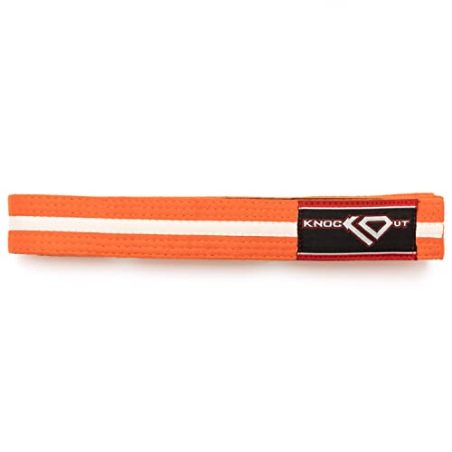 Ko Sports Gear - Brazilian Jiu Jitsu Belt - Knockout Label Youth Bjj Gi For Kids With Ranking Stripes Martial Arts Belts (Orange & White, M0) #TOP1