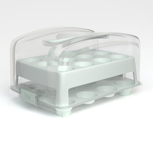 Stylish Green Mini Cupcake Carrier for 24 Mini Cupcakes - Ideal for Travel and Reusable - Not Suitable for Standard Size Cupcakes