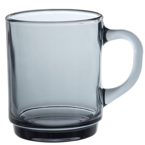 Duralex Set 6 Tazas Vidrio Templado 26cl Apilables, Taza Cocina Resistente para Café Té Desayuno, Uso Diario, Pack Tazas Vidrio Colores Variados Colección Versailles