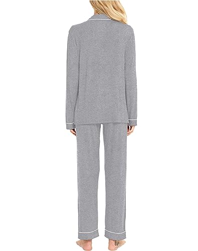 Image of SWOMOG Womens Pajamas Set Long Sleeve Sleepwear Button Down Nightwear Soft Cotton Pj Lounge Sets
