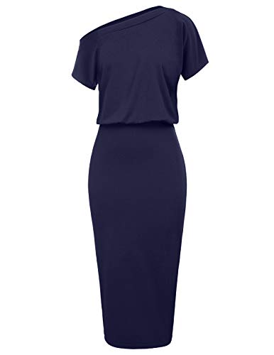 GRACE KARIN Off Shoulder Formal Party Midi Dress Plus Size 2XL Navy Blue