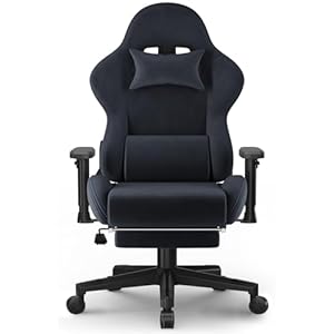 Gaming Stuhl Ergonomisch, Hochwertiger Stoff Bürostuhl weich und atmungsaktiv, 90-170°Rückenlehne verstellbar Gamer Stuhl, Gamingsessel Massage, Gamingstuhl mit Verstellbare Armlehnen, Gray