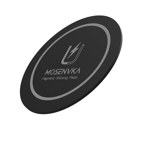 MOSENVKA Universal Magnetic Phone Mount Plate Strong Adhesive Plate for Magnetic Car Mount Phone Sticker for iPhone 16e and All Smartphones and Cases-Slim Lightweight and Reusable (Black-1 Pack)