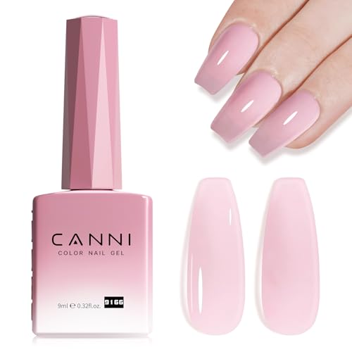 Image of CANNI 9ml Soft Pink Jelly Gel Nail Polish, High Gloss UV LED Soak Off Gel