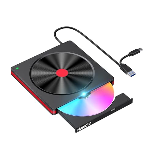 Aumdie Lettore CD Esterno per PC Portatile, Masterizzatore DVD CD Externo, USB 3.0 Lettore DVD...