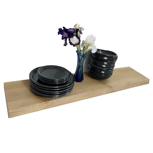 Joel's Antiques 48 Inch Wooden Floating Shelves for Wall - 48x10x2 in - Made of Natural Wood - Long Heavy Duty Rustic Wall Shelves for Bedroom - Perfect for Living Room, Kitchen - Beige