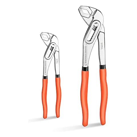 Amazon Brand - Umi Wasserpumpenzange Set, 2tlg. Zangensatz, 180mm und 250mm, verstellbare Rohrzange mit Rillen-Gleitgelenk und gebogenen Backen, 2-teilig Cover