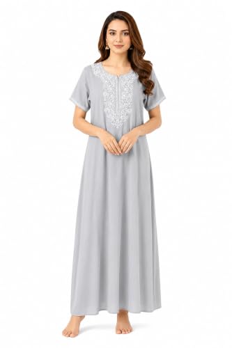 Image of BellaMora Nighty| Nighty for Women Stylish| Alpine Nighty for Women| Night Gown for Women Stylish| Breathable Alpine Fabric| Elegant Embroidery|