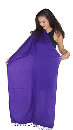 Solid Pashmina Shawl, Scarf, Wrap & Stole (Large size) Purple2