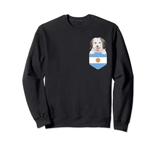 Argentina Flag Coton de Tulear Dog In Pocket Sweatshirt, Black
