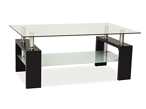SIGNAL MEBLE Table Basse Double Niveau - Lisa Basic II - 100 X 60 X 55 Cm - Couleur Wengé