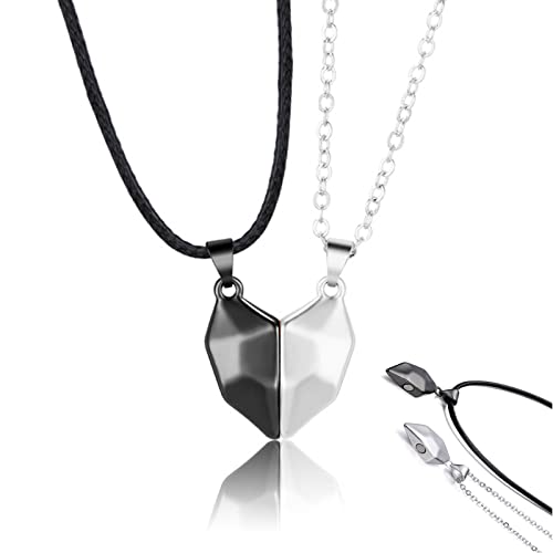 CJHKQNZWT6 Collier Magnétique Chaîne Yin Yang Couple Pendentif Coeur Magnétique Collier Coeur Puzzle Pendentif Demi Coeur Collier Relation Collier pour Ami Couples Famille Cadeau 1 Paire Cover