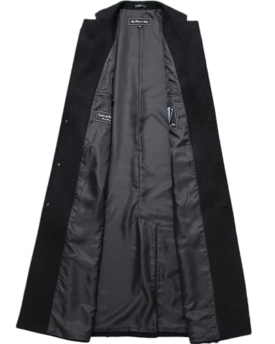 The Platinum Tailor Mens Black Overcoat 70% Wool & Cashmere Warm Winter Mod Single Breasted Coat - Image 6