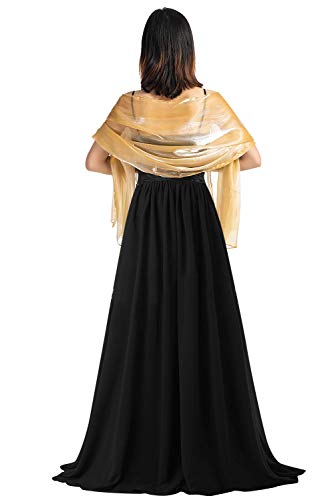 YAOMEI Damen Schals Satin, Sommer Halstücher Stola Umschlagtücher Umschlagtücher Halstuch für Hochzeiten Braut Bridemaids Abendgarderobe Perlglanzglänzen (70 * 28 Zoll (170cm * 70cm), Gold) Cover