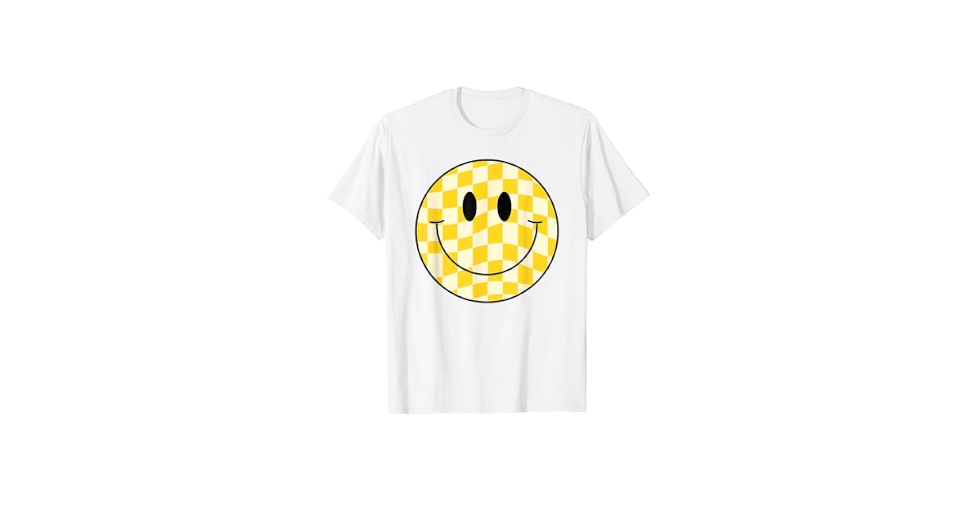Amazon.com: Yellow Checkered Smile Face Shirt Happy Peace