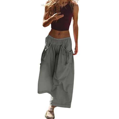 Pantalon en lin fluide 3/4 femme idéal pour vos journées de détente à la plage