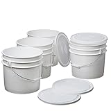 Hudson Exchange Premium 3.5 Gallon Bucket with Lid, HDPE, White, 4 Pack