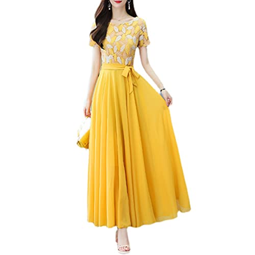 feegirl - Robe Sexy - Trapèze - Femme Jaune Jaune XL - Jaune - 34